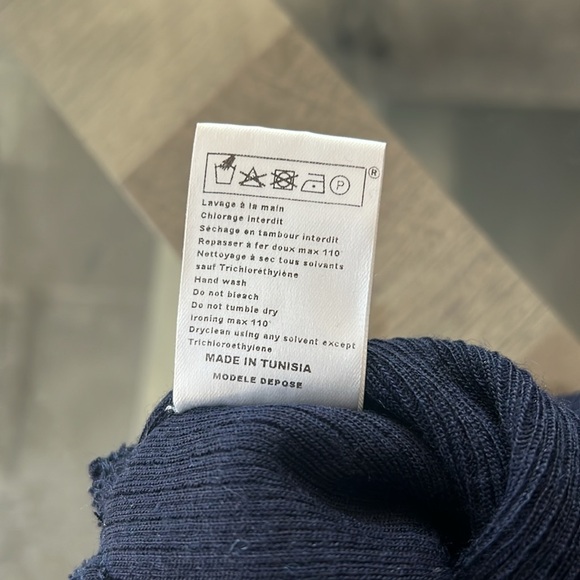 Maje Tight-Knit Long Sleeve Ruched Sweater Dress in Navy, Size 1 (S) Retail $345 - Picture 11 of 13